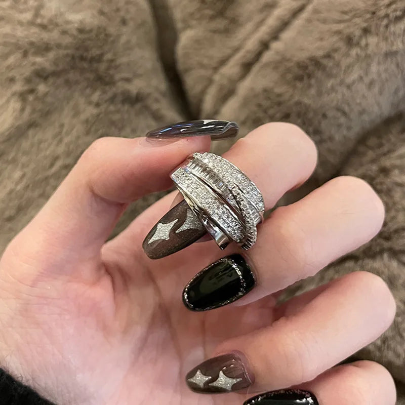 Open Cross Ring with Cubic Zirconia