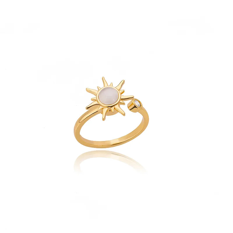 Opal Sun Ring – Gold Steel