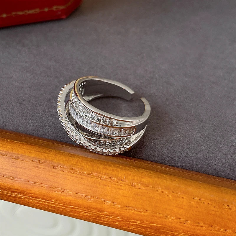 Open Cross Ring with Cubic Zirconia