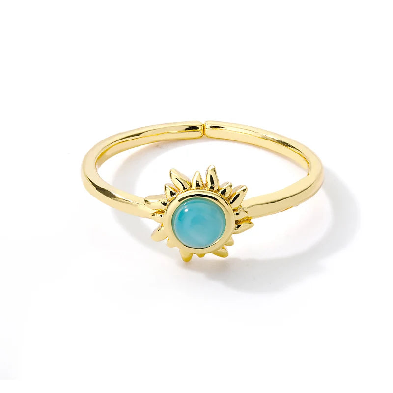 Opal Sun Ring – Gold Steel