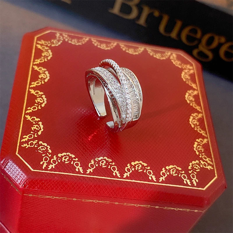 Open Cross Ring with Cubic Zirconia