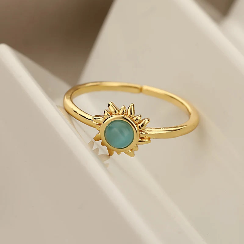 Opal Sun Ring – Gold Steel